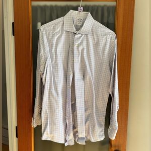 Blue grid pattern Brooks Brothers dress shirt
